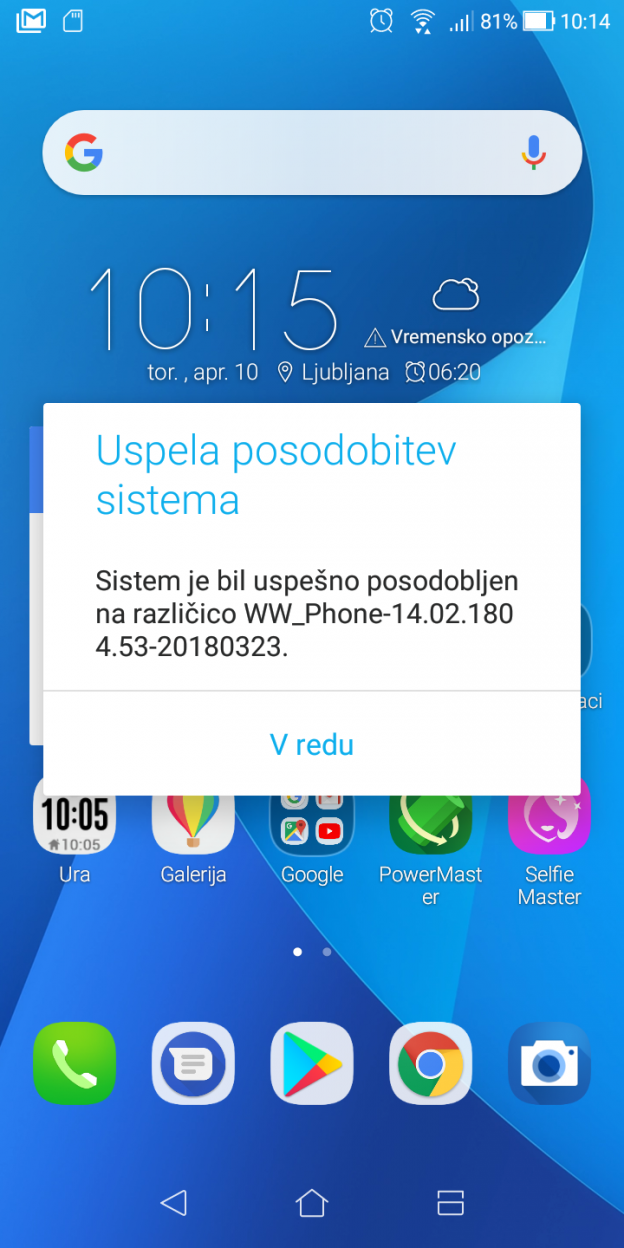 ASUS ZenFone Max Plus (M1) firmware update to WW_Phone-14.02.1804.53-20180323