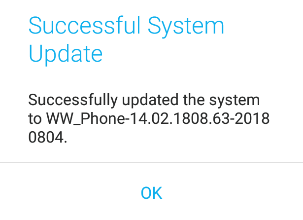 ASUS ZenFone Max Plus (M1) firmware update to 14.02.1808.63