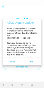 ASUS ZenFone Max Plus (M1) firmware update to 14.02.1809.69